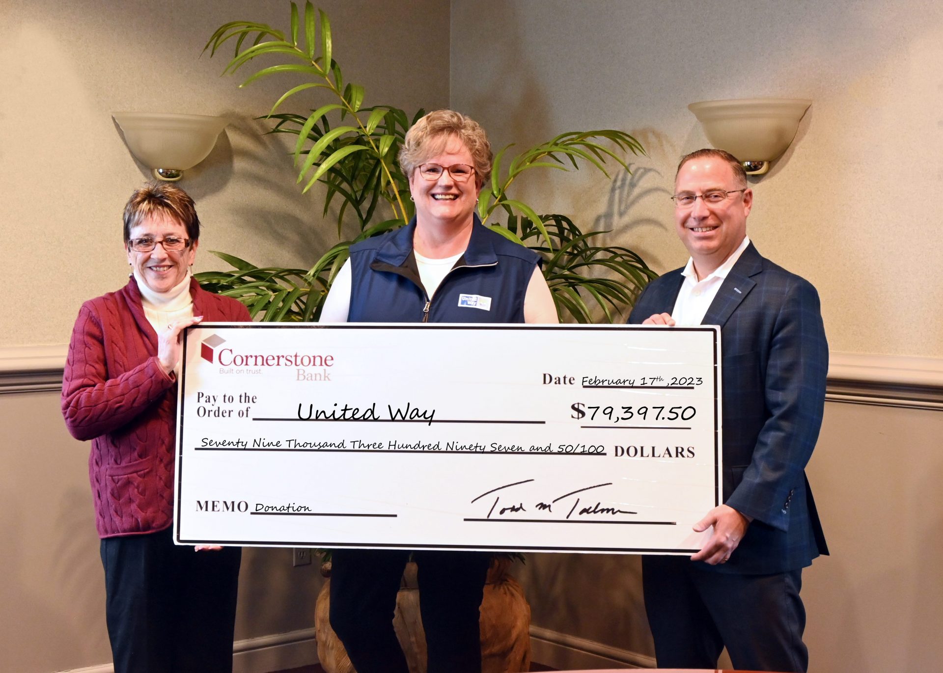 Cornerstone Bank raises nearly 80,000 for United Way of Central Mass.